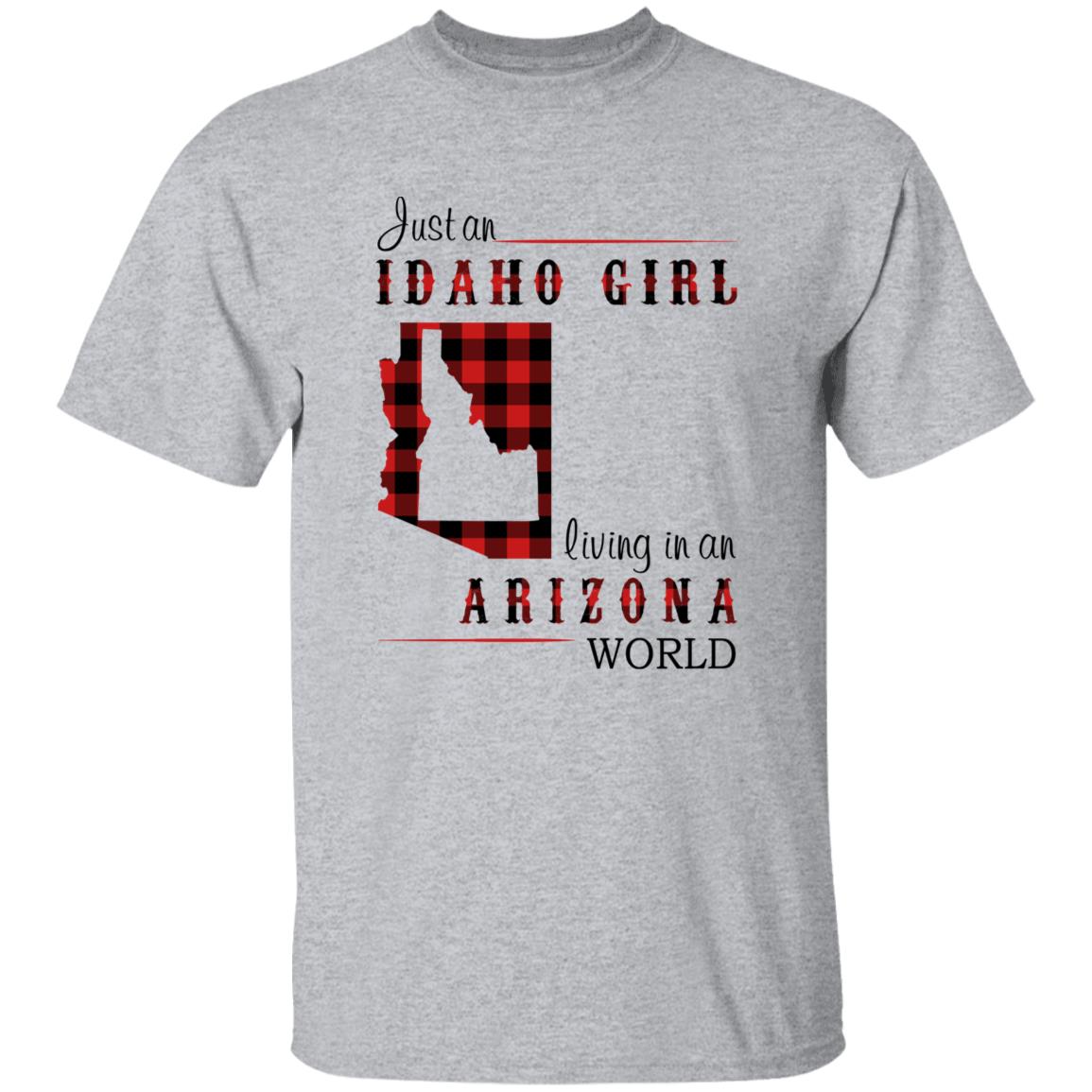 Just An Idaho Girl Living In An Arizona World T-shirt - T-shirt Born Live Plaid Red Teezalo