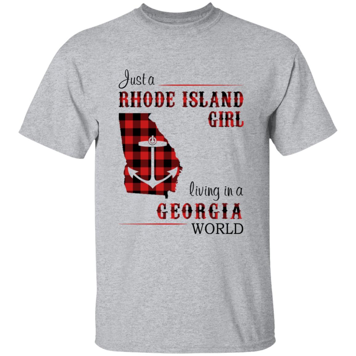 Just A Rhode Island Girl Living In A Georgia World T-shirt - T-shirt Born Live Plaid Red Teezalo