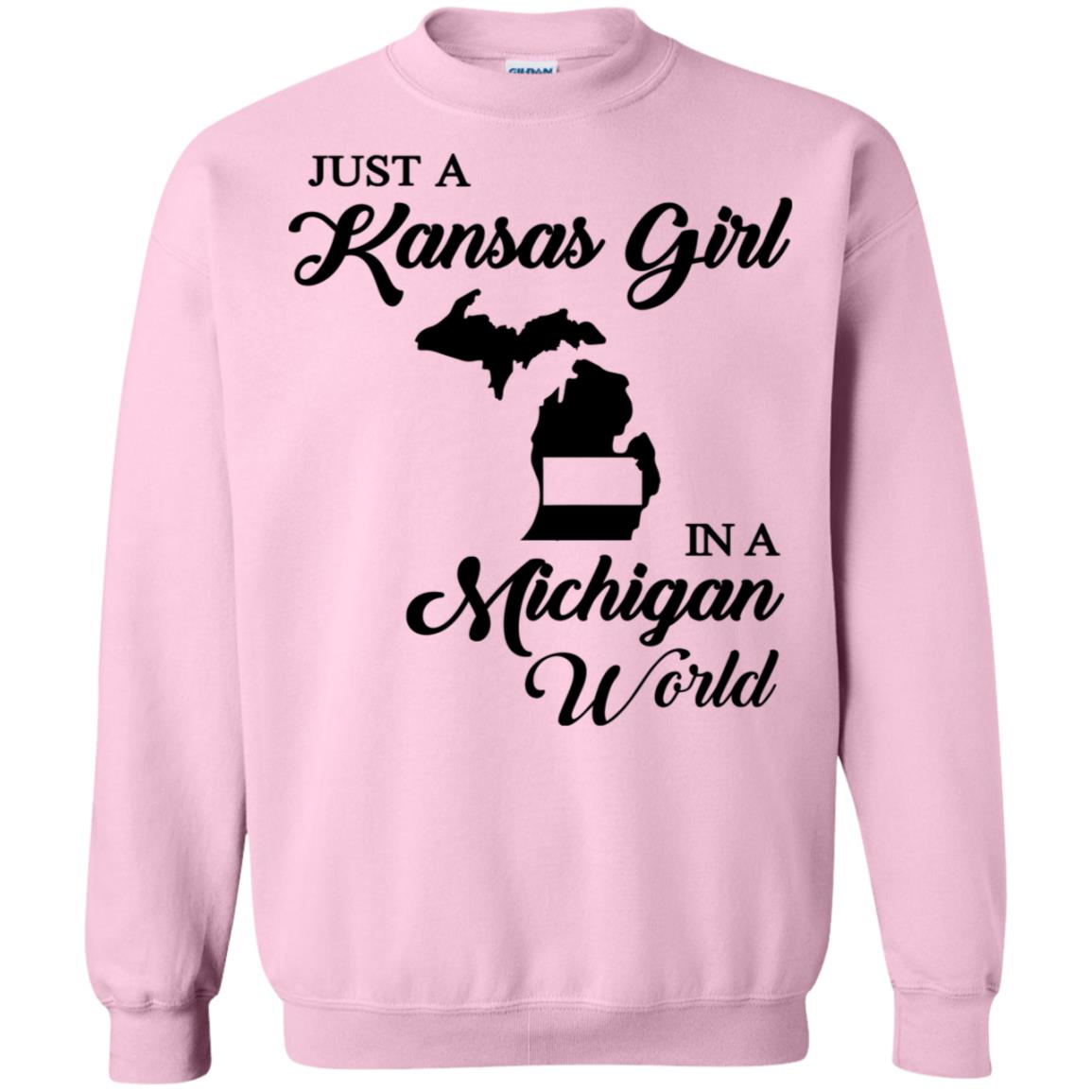 Just A Kansas Girl In A Michigan World T Shirt - T-shirt Teezalo
