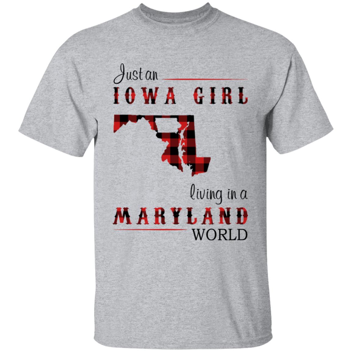 Just An Iowa Girl Living In A Maryland World T-shirt - T-shirt Born Live Plaid Red Teezalo