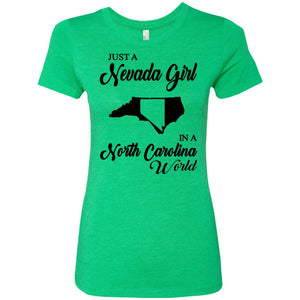 Just A Nevada Girl In A North Carolina World T Shirt - T-shirt Teezalo