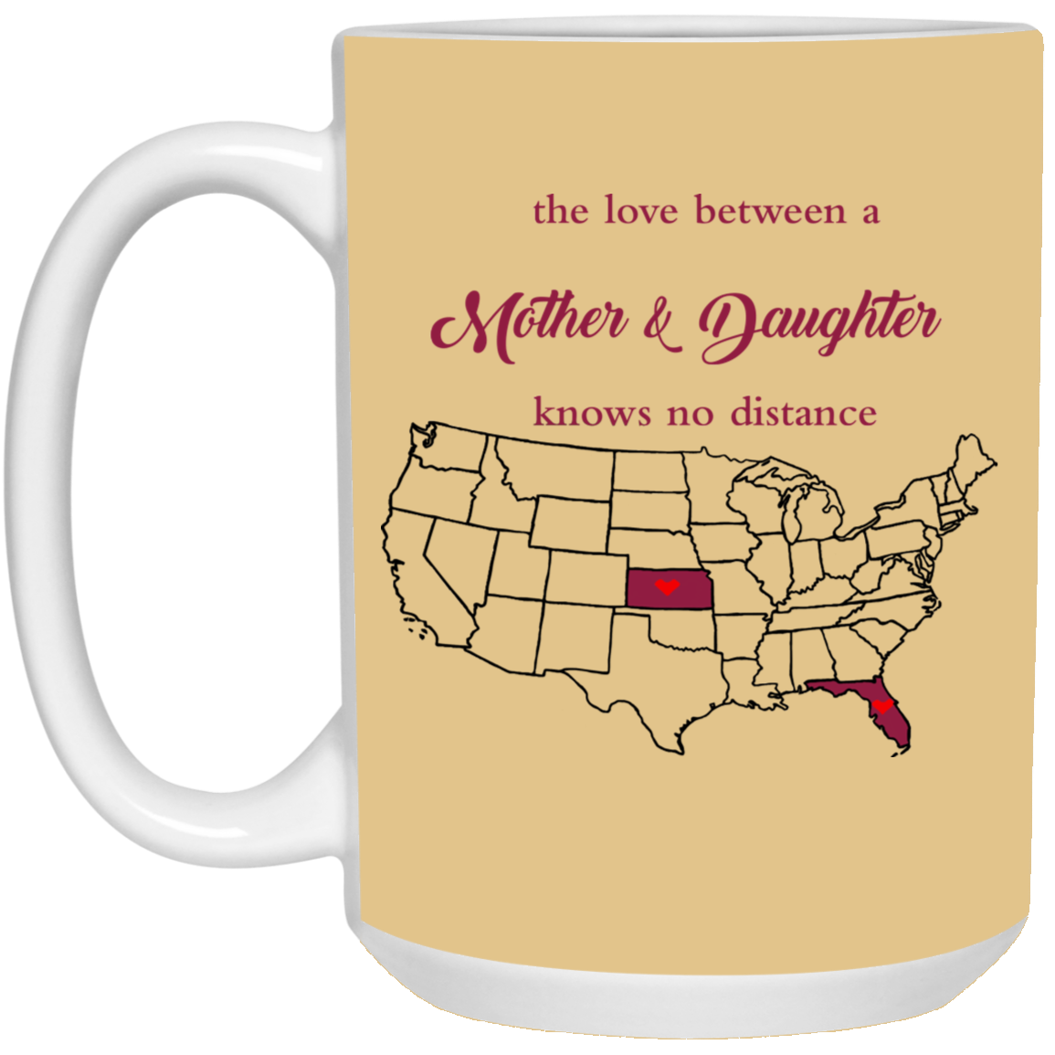 Kansas Florida Love Between Mother And Daughter Mug - Mug Teezalo