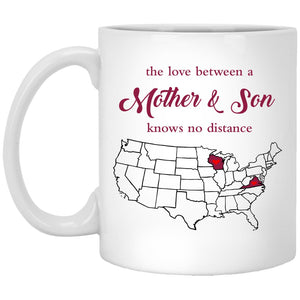 Wisconsin Virginia The Love Between Mother And Son Mug - Mug Teezalo
