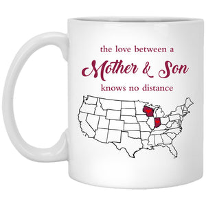 Wisconsin Indiana The Love Between Mother And Son Mug - Mug Teezalo