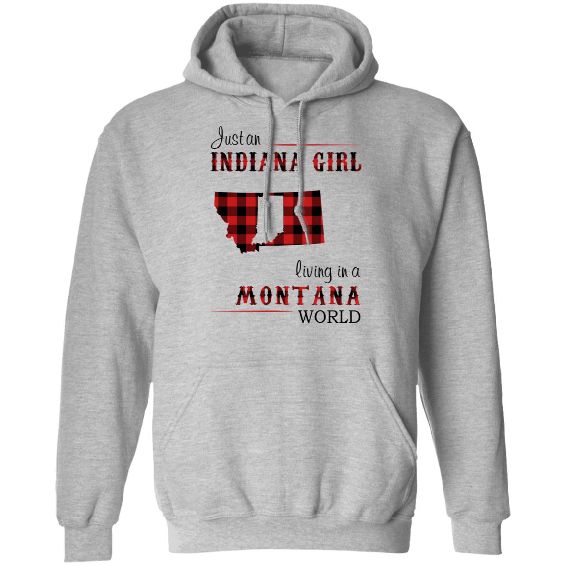 Just An Indiana Girl Living In A Montana World T-Shirt - T-shirt Born Live Plaid Red Teezalo