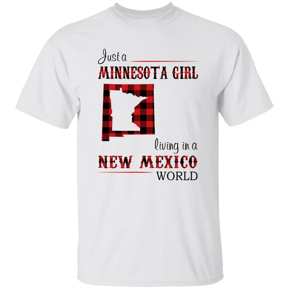 Just A Minnesota Girl Living In A New Mexico World T-shirt - T-shirt Born Live Plaid Red Teezalo