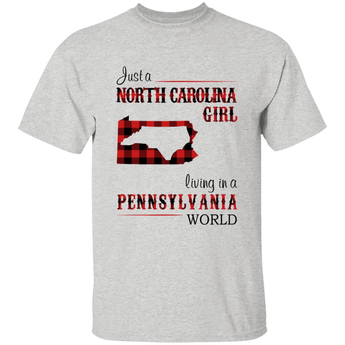 Just A North Carolina Girl Living In A Pennsylvania World T-shirt - T-shirt Born Live Plaid Red Teezalo