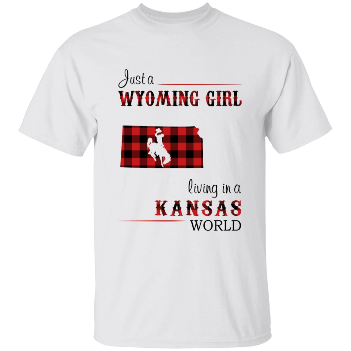 Just A Wyoming Girl Living In A Kansas World T-shirt - T-shirt Born Live Plaid Red Teezalo