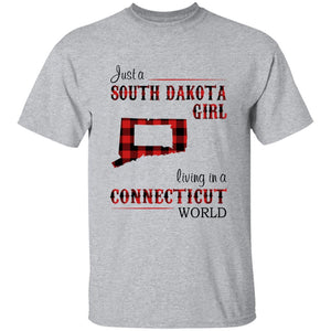 Just A South Dakota Girl Living In A Connecticut World T-shirt - T-shirt Born Live Plaid Red Teezalo