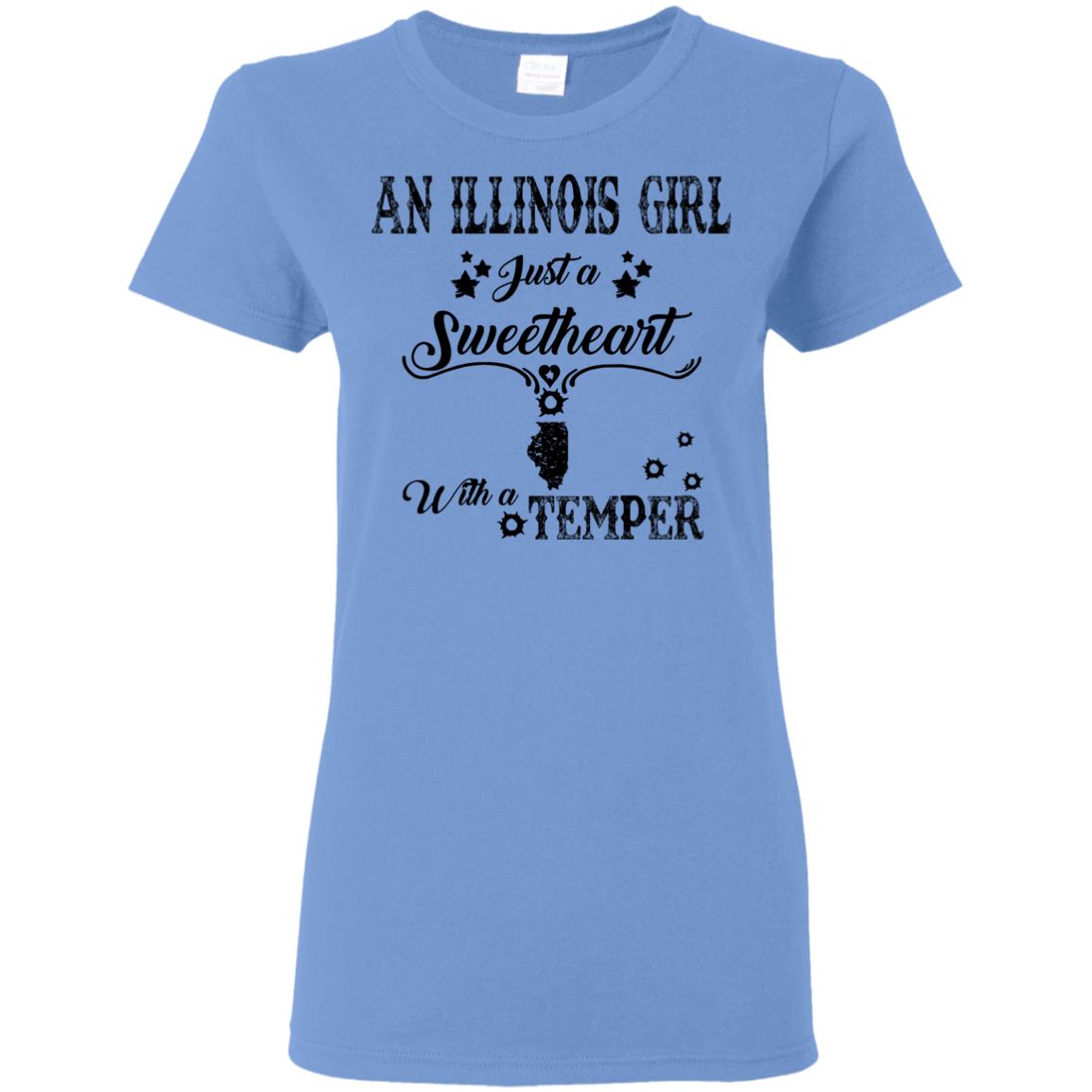 Illinois Girl Just A Sweetheart With A Temper T-shirt - T-shirt Teezalo
