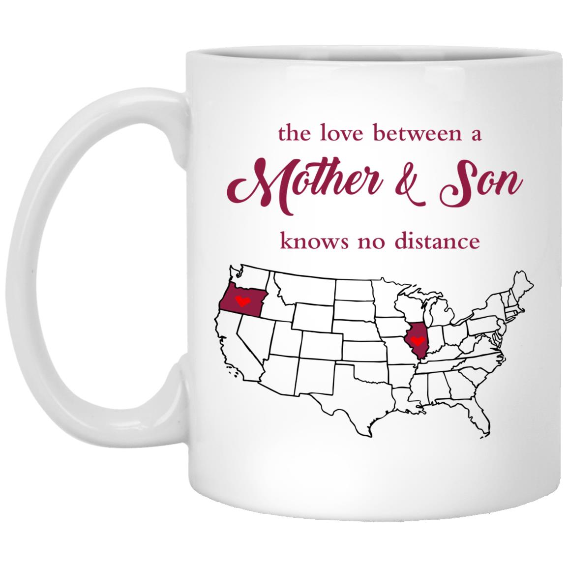 Illinois Oregon The Love Between Mother And Son Mug - Mug Teezalo