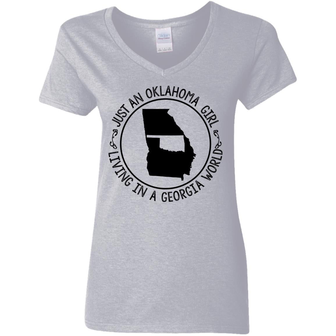 Just An Oklahoma Girl Living In A Georgia World T Shirt - T-shirt Teezalo
