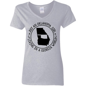 Just An Oklahoma Girl Living In A Georgia World T Shirt - T-shirt Teezalo