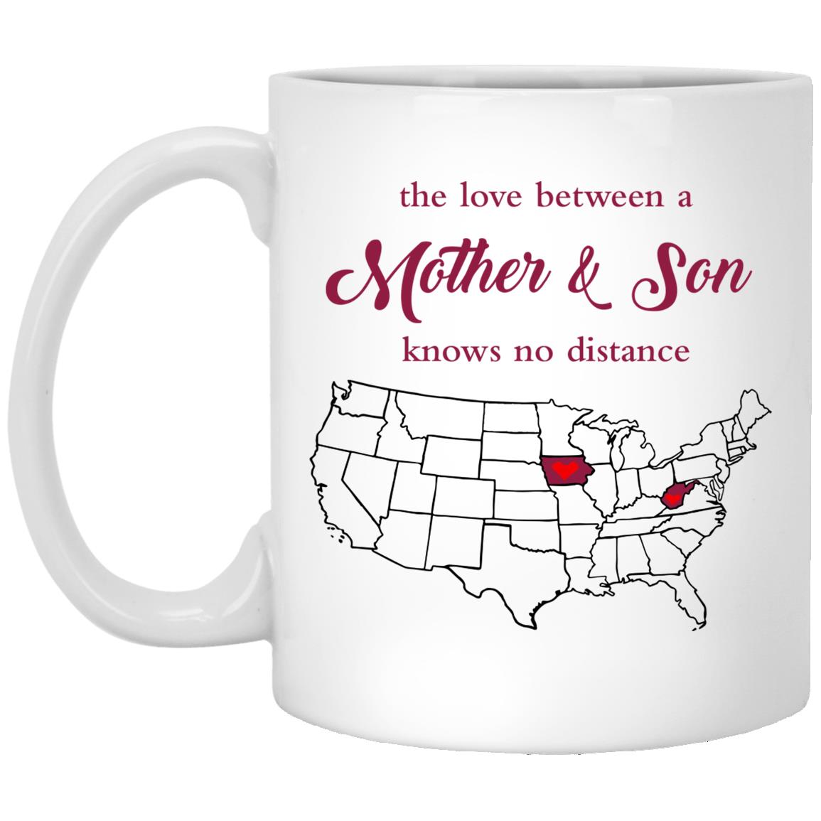 West Virginia Iowa The Love Between Mother And Son Mug - Mug Teezalo