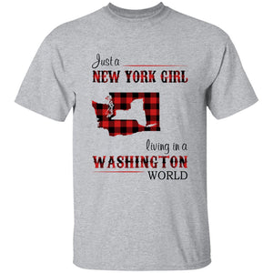 Just A New York Girl Living In A Washington World T-shirt - T-shirt Born Live Plaid Red Teezalo
