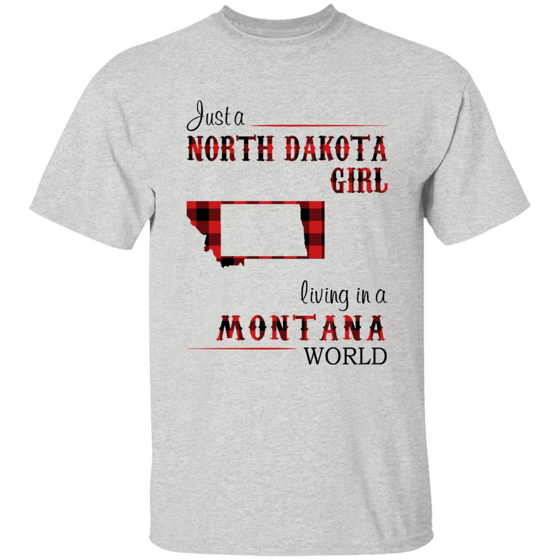 Just A North Dakota Girl Living In A Montana World T-shirt - T-shirt Born Live Plaid Red Teezalo
