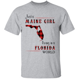 Just A Maine Girl Living In A Florida World T-shirt - T-shirt Born Live Plaid Red Teezalo
