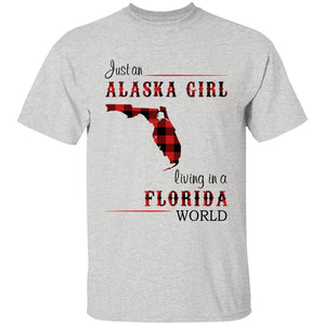 Just An Alaska Girl Living In A Florida World T-shirt - T-shirt Born Live Plaid Red Teezalo