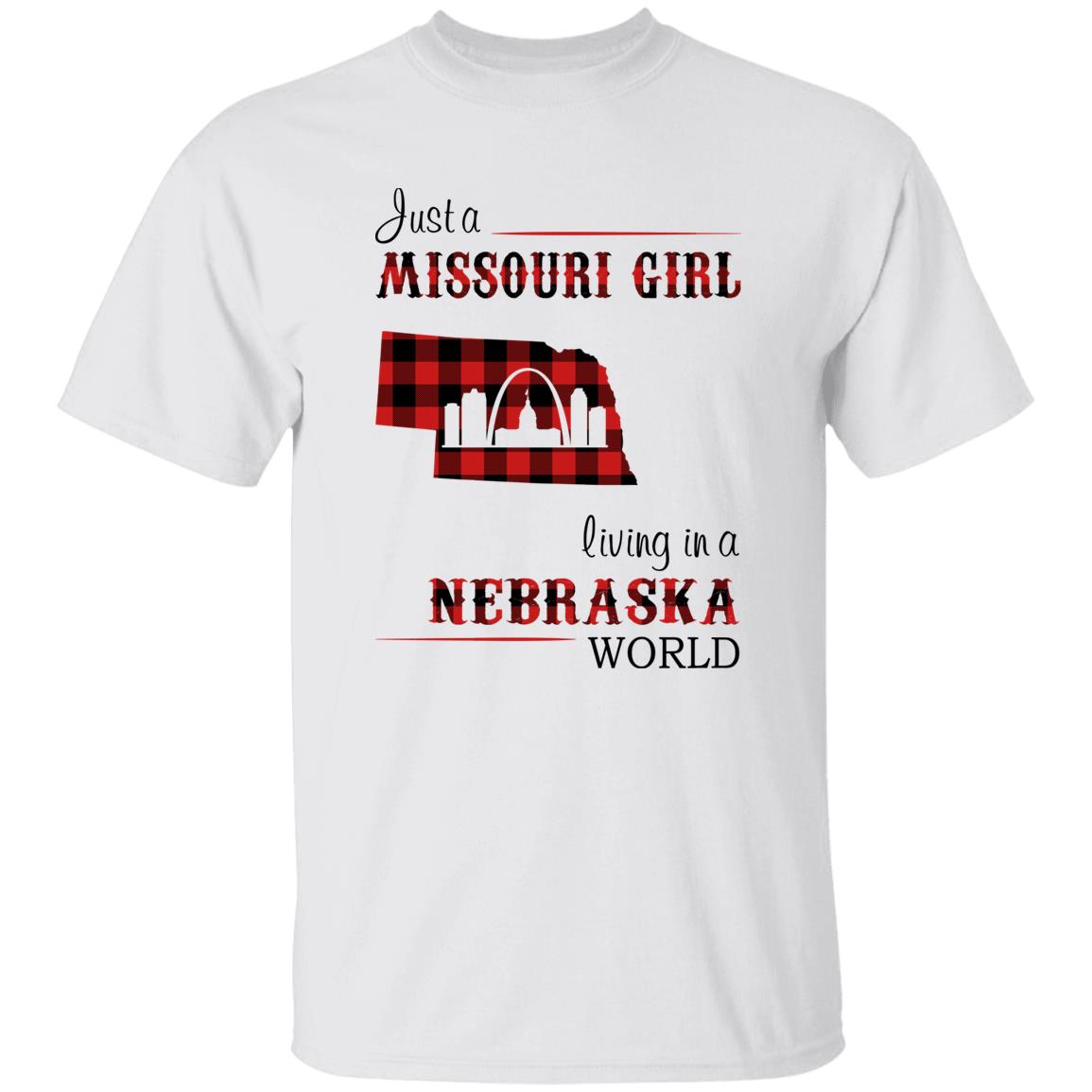 Just A Missouri Girl Living In A Nebraska World T-shirt - T-shirt Born Live Plaid Red Teezalo