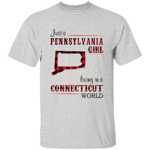 Just A Pennsylvania Girl Living In A Connecticut World T-shirt - T-shirt Born Live Plaid Red Teezalo