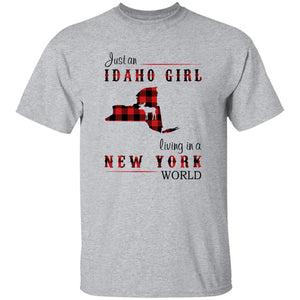 Just An Idaho Girl Living In A New York World T-shirt - T-shirt Born Live Plaid Red Teezalo