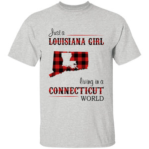 Just A Louisiana Girl Living In A Connecticut World T-shirt - T-shirt Born Live Plaid Red Teezalo