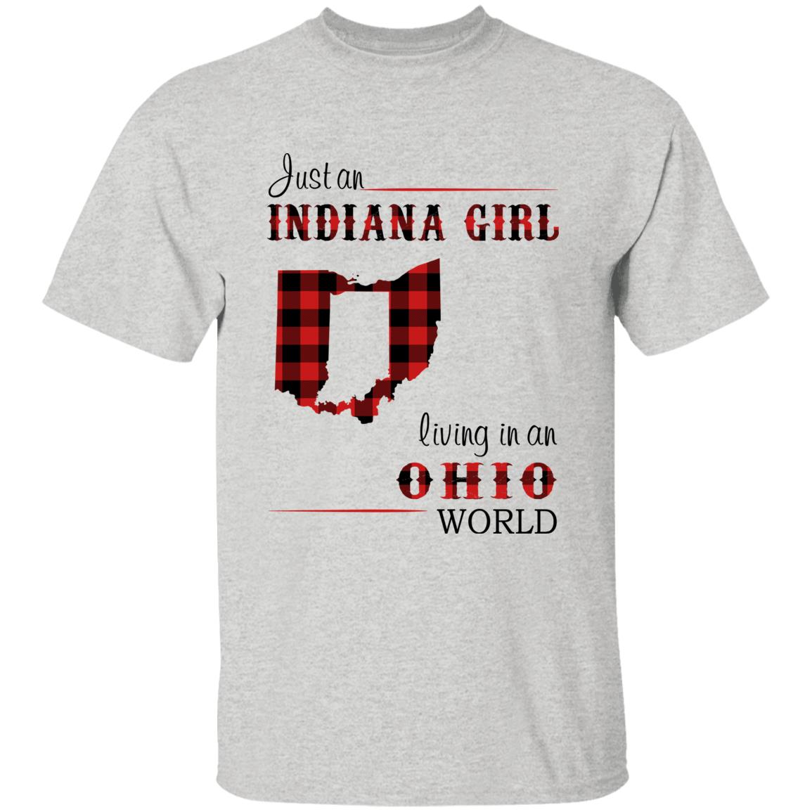 Just An Indiana Girl Living In An Ohio World T-shirt - T-shirt Born Live Plaid Red Teezalo