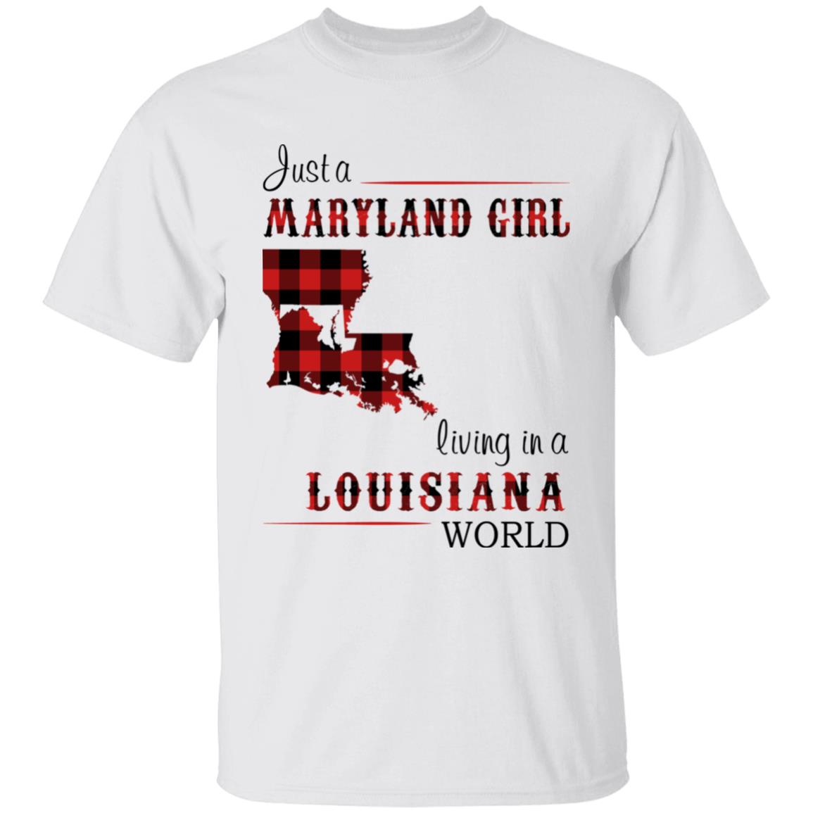Just A Maryland Girl Living In A Louisiana World T-shirt - T-shirt Born Live Plaid Red Teezalo