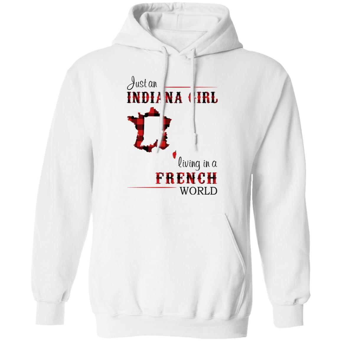 Just An Indiana Girl Living In A French World T- Shirt - T-shirt Born Live Plaid Red Teezalo