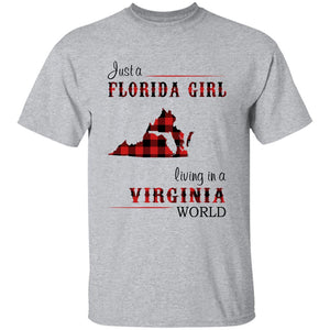 Just A Florida Girl Living In A Virginia World T-shirt - T-shirt Born Live Plaid Red Teezalo