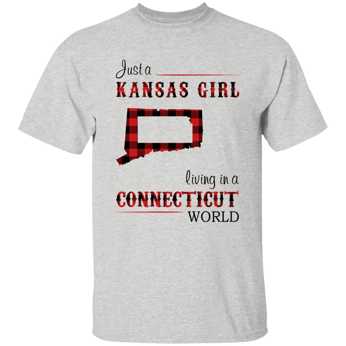 Just A Kansas Girl Living In A Connecticut World T-shirt - T-shirt Born Live Plaid Red Teezalo