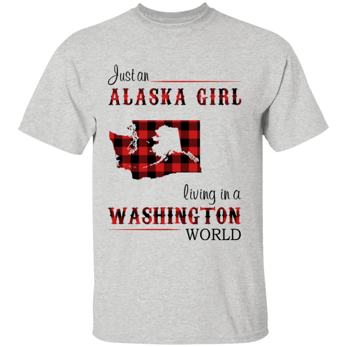 Just An Alaska Girl Living In A Washington World T-shirt - T-shirt Born Live Plaid Red Teezalo