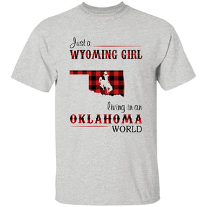 Just A Wyoming Girl Living In An Oklahoma World T-shirt - T-shirt Born Live Plaid Red Teezalo