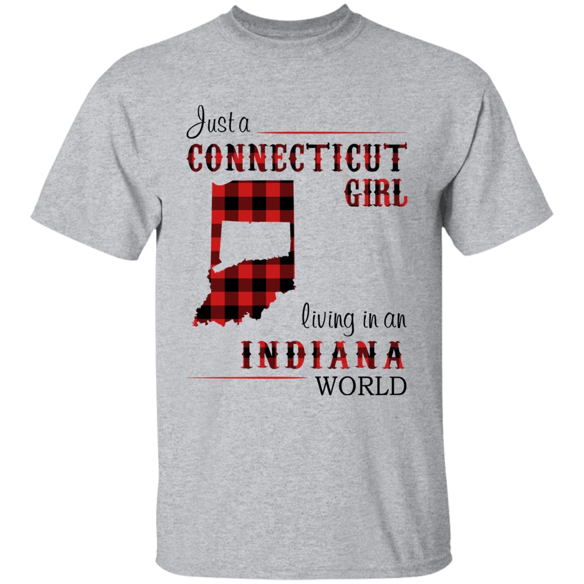 Just A Connecticut Girl Living In An Indiana World T-shirt - T-shirt Born Live Plaid Red Teezalo