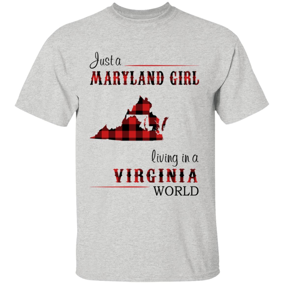 Just A Maryland Girl Living In A Virginia World T-shirt - T-shirt Born Live Plaid Red Teezalo