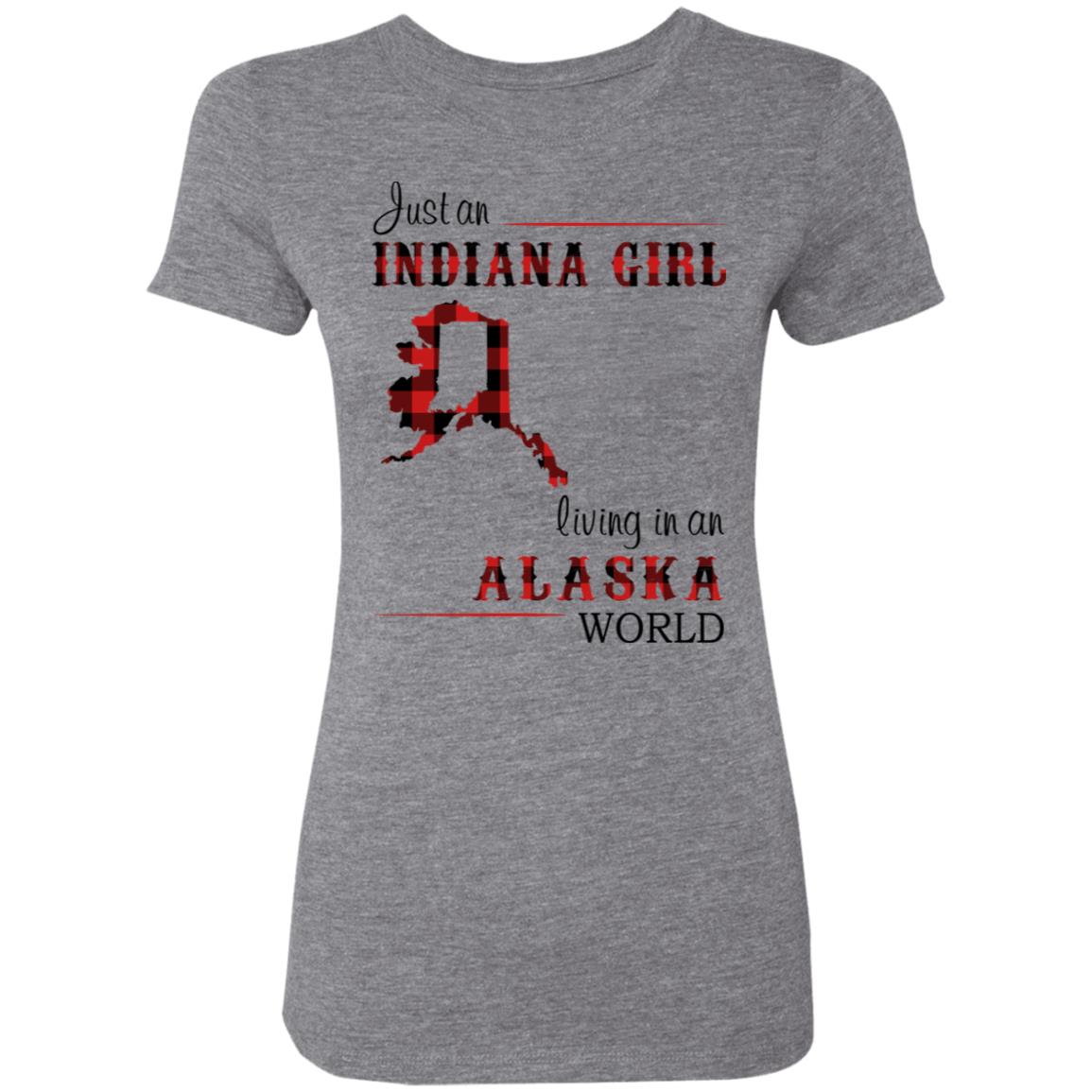 Just An Indiana Girl Living In An Alaska World T-Shirt - T-shirt Born Live Plaid Red Teezalo