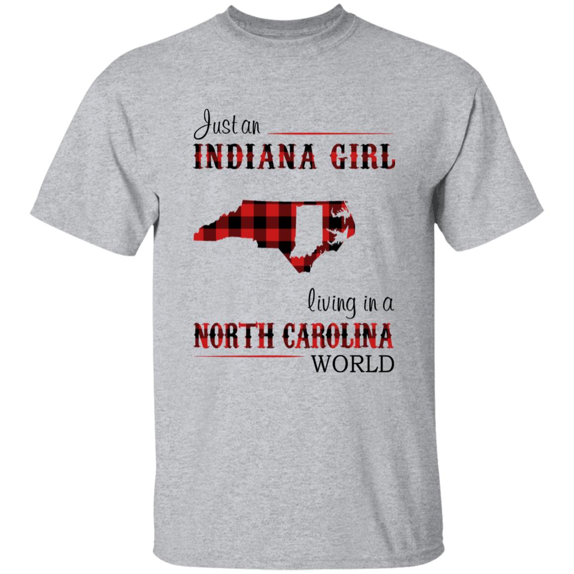 Just An Indiana Girl Living In A North Carolina World T-shirt - T-shirt Born Live Plaid Red Teezalo