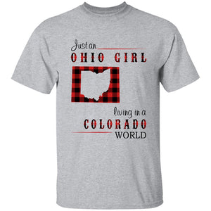 Just An Ohio Girl Living In A Colorado World T-shirt - T-shirt Born Live Plaid Red Teezalo