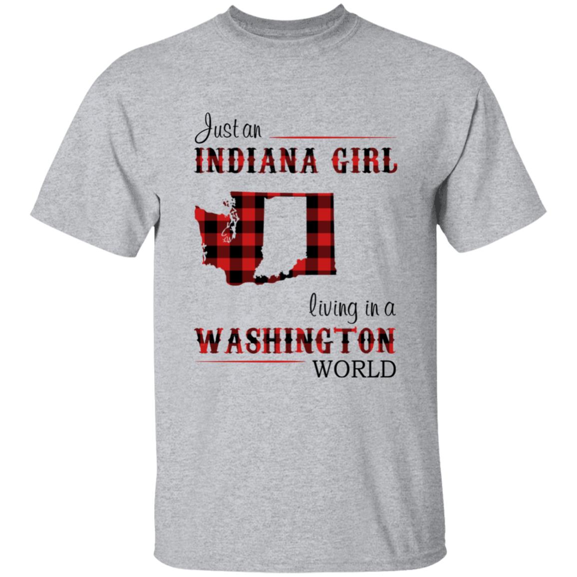 Just An Indiana Girl Living In A Washington World T-shirt - T-shirt Born Live Plaid Red Teezalo