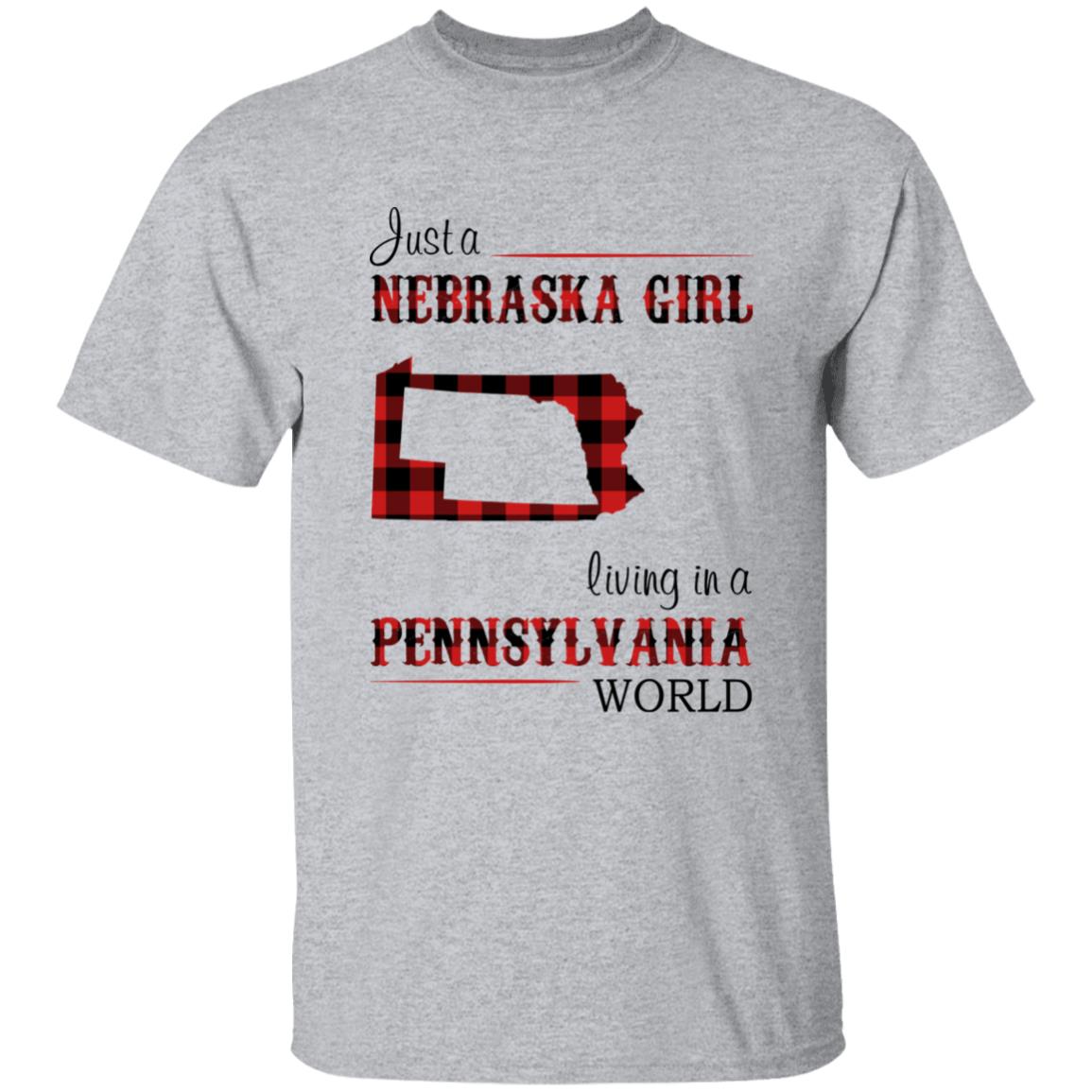 Just A Nebraska Girl Living In A Pennsylvania World T-shirt - T-shirt Born Live Plaid Red Teezalo