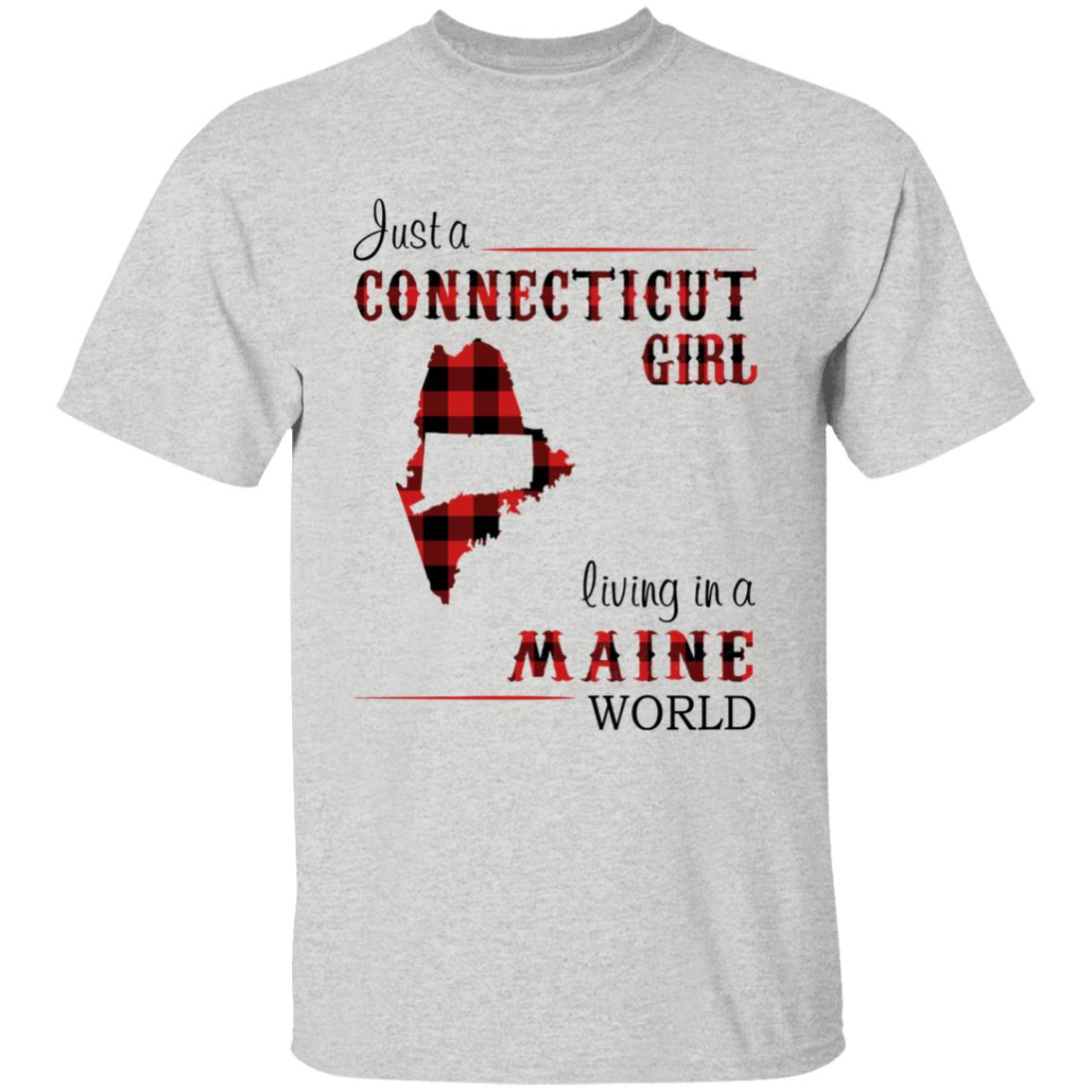 Just A Connecticut Girl Living In A Maine World T-shirt - T-shirt Born Live Plaid Red Teezalo