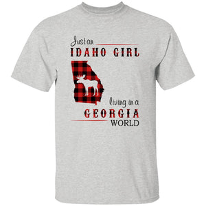 Just An Idaho Girl Living In A Georgia World T-shirt - T-shirt Born Live Plaid Red Teezalo