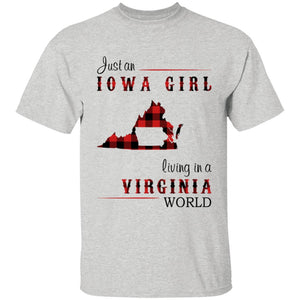 Just An Iowa Girl Living In A Virginia World T-shirt - T-shirt Born Live Plaid Red Teezalo