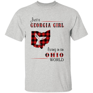Just A Georgia Girl Living In An Ohio World T-shirt - T-shirt Born Live Plaid Red Teezalo