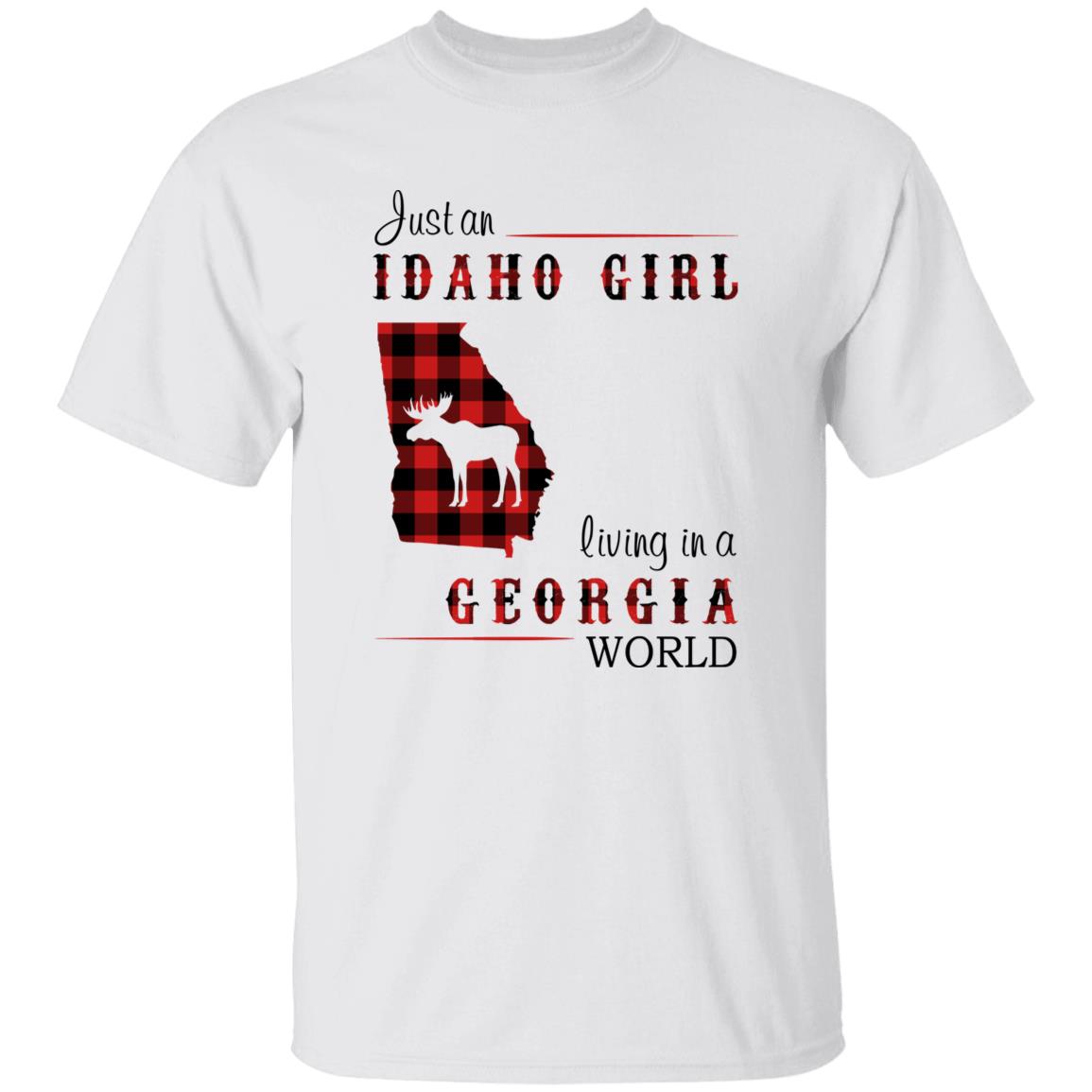 Just An Idaho Girl Living In A Georgia World T-shirt - T-shirt Born Live Plaid Red Teezalo