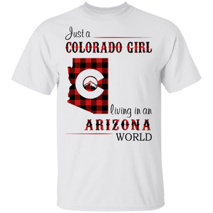 Just A Colorado Girl Living In An Arizona World T-shirt - T-shirt Born Live Plaid Red Teezalo