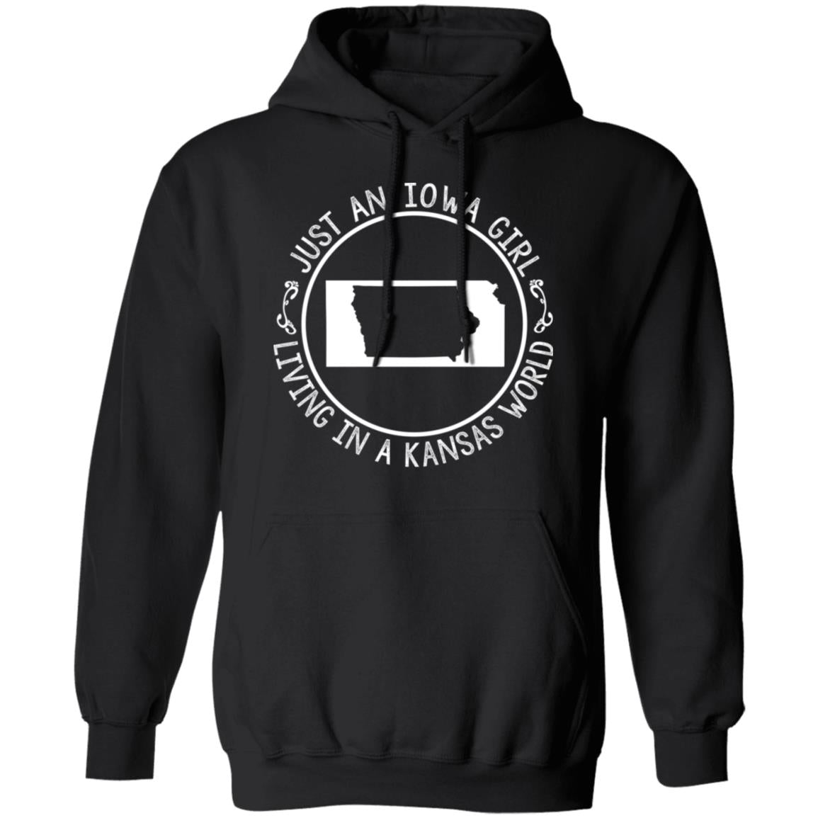 Just An Iowa Girl Living In A Kansas World T- Shirt - T-shirt Teezalo