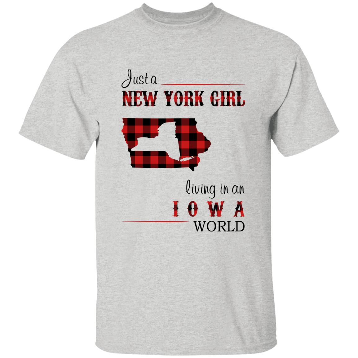 Just A New York Girl Living In An Iowa World T-shirt - T-shirt Born Live Plaid Red Teezalo