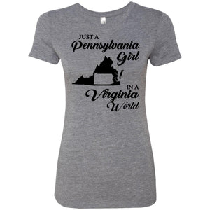 Just A Pennsylvania Girl In A Virginia World T-Shirt - T-shirt Teezalo