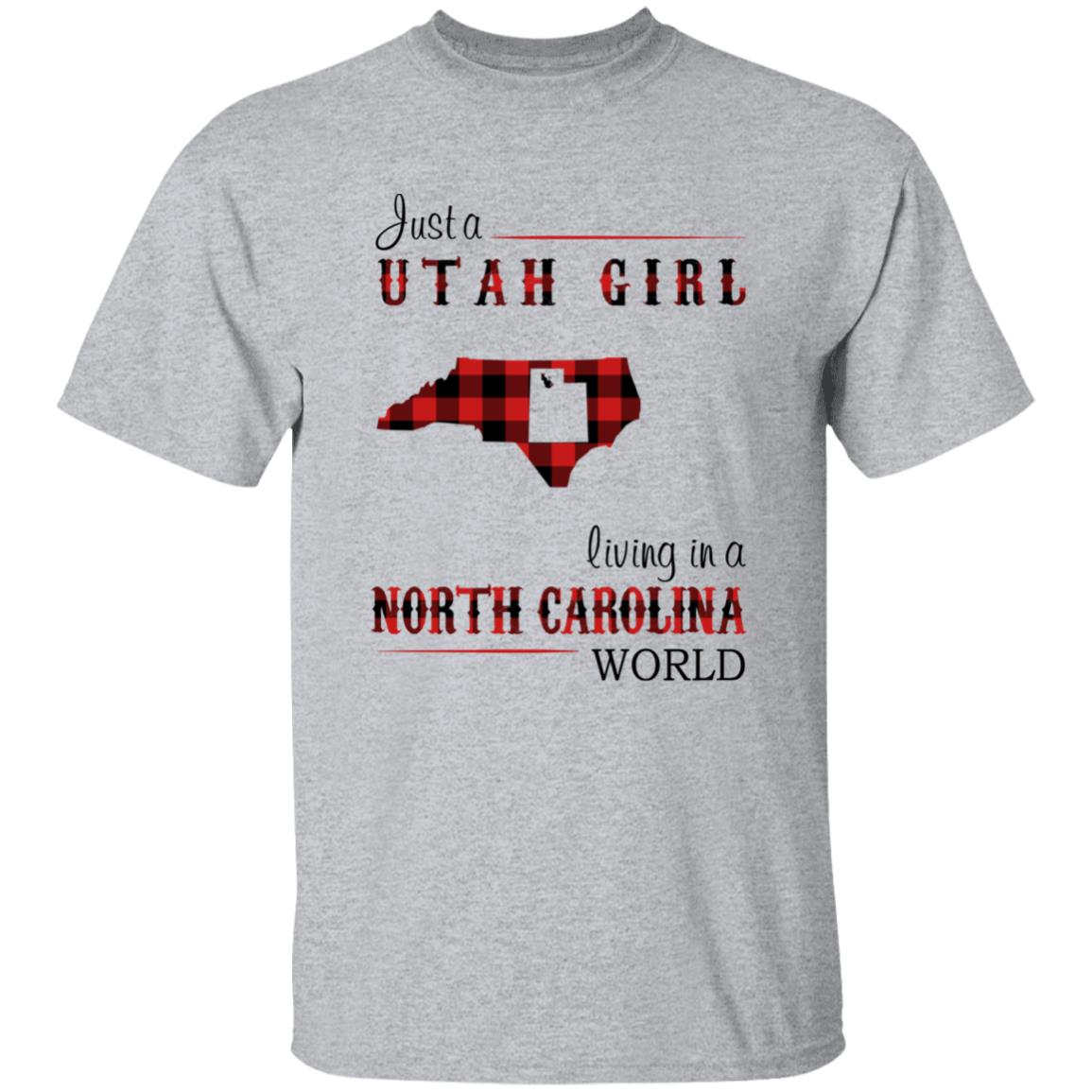 Just A Utah Girl Living In A North Carolina World T-shirt - T-shirt Born Live Plaid Red Teezalo